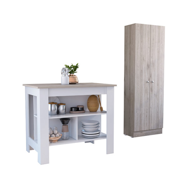 Latitude Run® Ontario Kitchen Set, Kitchen Island + Pantry